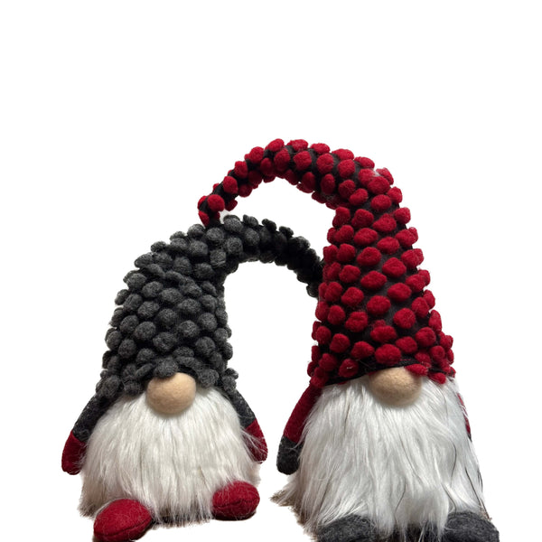 Kabouter met grijze kerstmuts en oplichtende baard LED