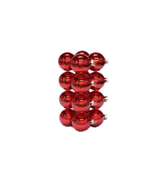 Boules de Noël classiques rouges en verre 8cm - 16 boules