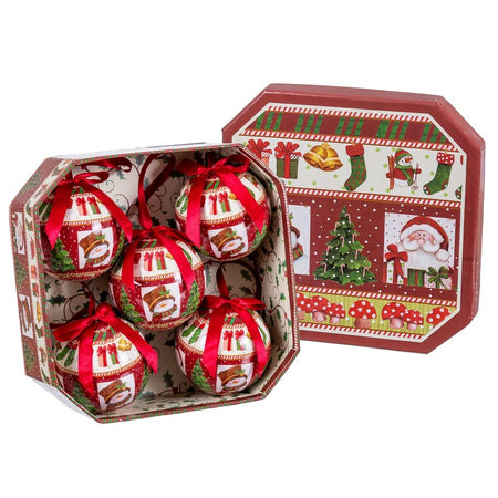 Boules de Noël Multicouleur Papier Polyfoam Père Noël 7,5 x 7,5 x 7,5 cm (5 Unités) - Sapin Belge