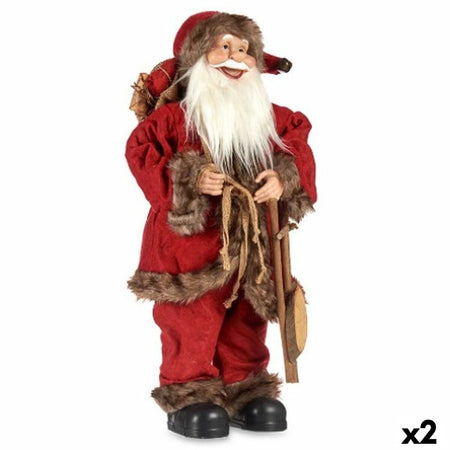 Père Noël Blanc Marron Rouge Bois Plastique 24 x 62 x 33,5 cm (2 Unités) - Sapin Belge