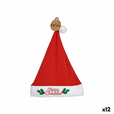 Bonnet de Père Noël Merry Christmas Rouge 28 x 2 x 42 cm (12 Unités) - Sapin Belge