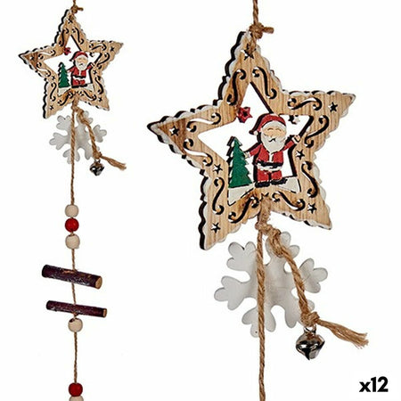Décorations de Noël Étoile Père Noël Blanc Marron Rouge Vert Bois 8 x 0,5 x 105 cm (12 Unités) - Sapin Belge