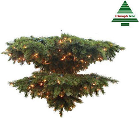 Triumph Tree - Lustre en pin givré forêt givré, LED verte - d102cm - Sapin Belge
