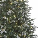 Sapin de Noël Stelton givré Black Box avec bouts vert LED blanc chaud 923 Dimensions - Sapin Belge