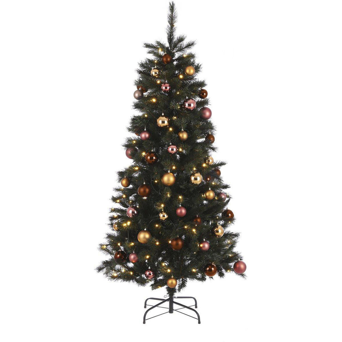 Black Box Trees Sapin de Noël artificiel Voss avec décoration et Siècle des Lumières LED - H185 cm - Vert - Sapin Belge