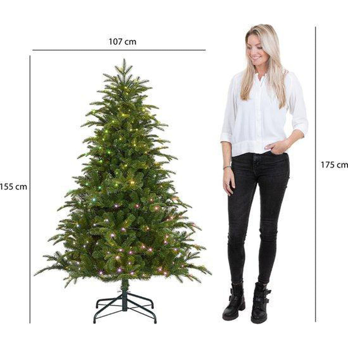 Black Box Trees Éclairage Smart Sapin de Noël Artificiel Nestow - H155 x Ø107 cm - Vert - Sapin Belge