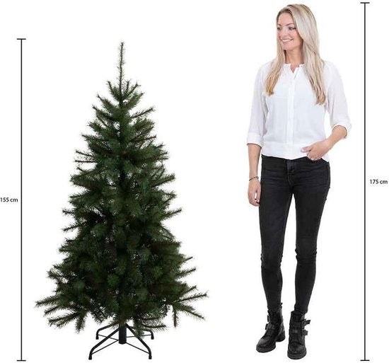 Sapin de Noël Stelton givré Black Box avec bouts vert LED blanc chaud 923 Dimensions en cm: 155 x 112 - Sapin Belge