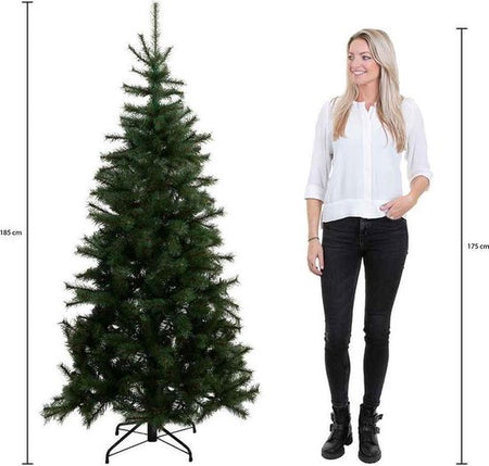 Black Box Trees Sapin de Noël artificiel Voss avec décoration et Siècle des Lumières LED - H185 cm - Vert - Sapin Belge