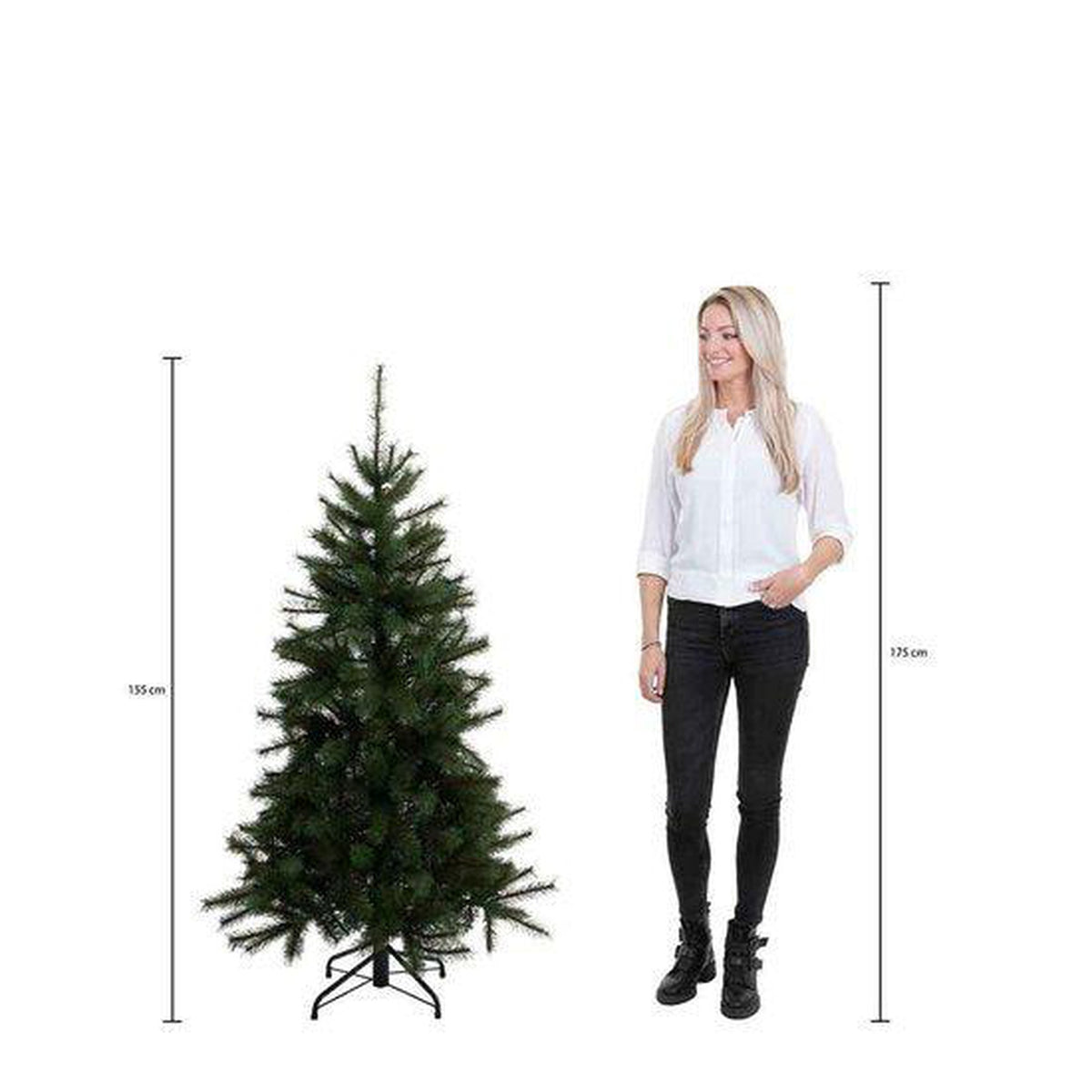 Triumph Tree Sapin de Noël artificiel LED Bristlecone sapin taille en cm: 155 x 99 vert foncé 144 lumières - Sapin Belge