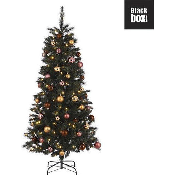 Black Box Trees Sapin de Noël artificiel Voss avec décoration et Siècle des Lumières LED - H185 cm - Vert - Sapin Belge