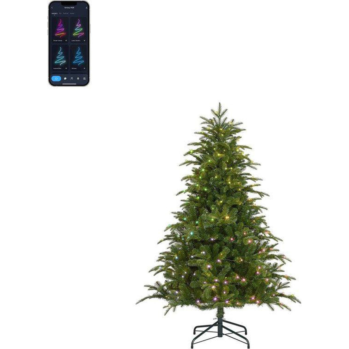 Black Box Trees Éclairage Smart Sapin de Noël Artificiel Nestow - H155 x Ø107 cm - Vert - Sapin Belge