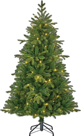 Black Box Brampton arbre de Noël artificiel étroit avec LED 120 lumières blanc chaud - Sapin Belge