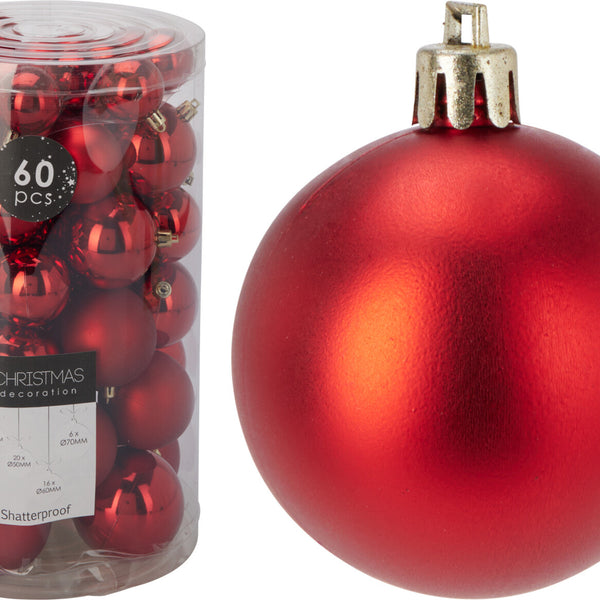 Red Plastic Christmas Balls (60 Units)