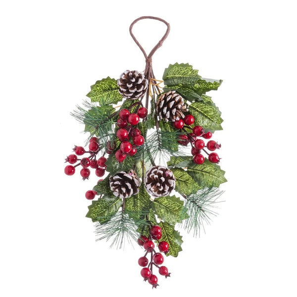 Accroches- portes Noël Rouge Vert Naturel Plastique 43 cm - Sapin Belge