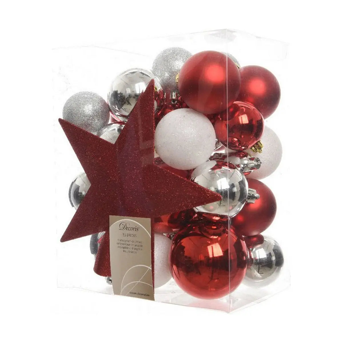 Boules de Noël Decoris 33 Pièces Rojo/Blanco - Sapin Belge