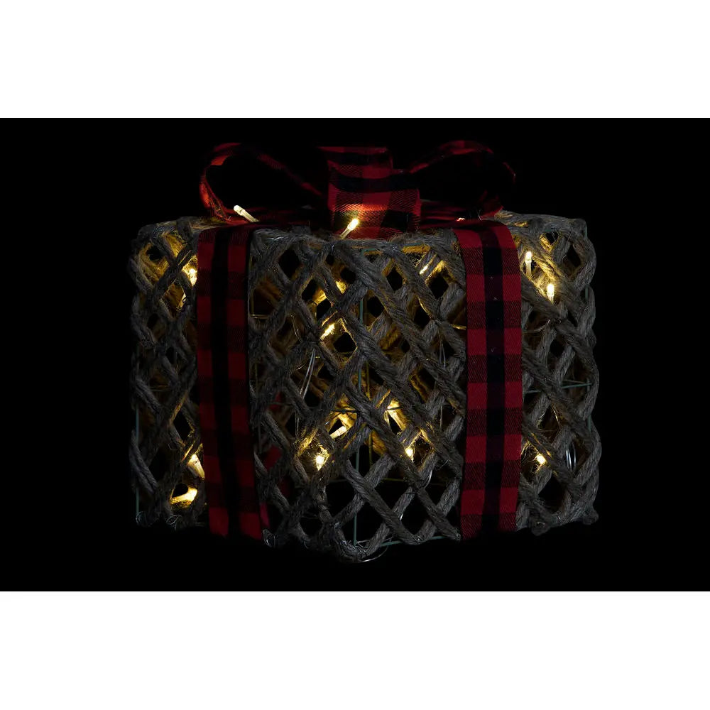 Boîte Cadeau DKD Home Decor Noir Rouge Naturel Jute Tartan 26 x 26 x 31 cm (3 Pièces) - Sapin Belge