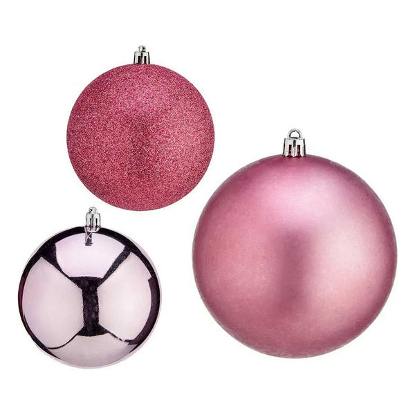 Boule de Noël Ø 10 cm 6 Unités Rose Plastique - Sapin Belge