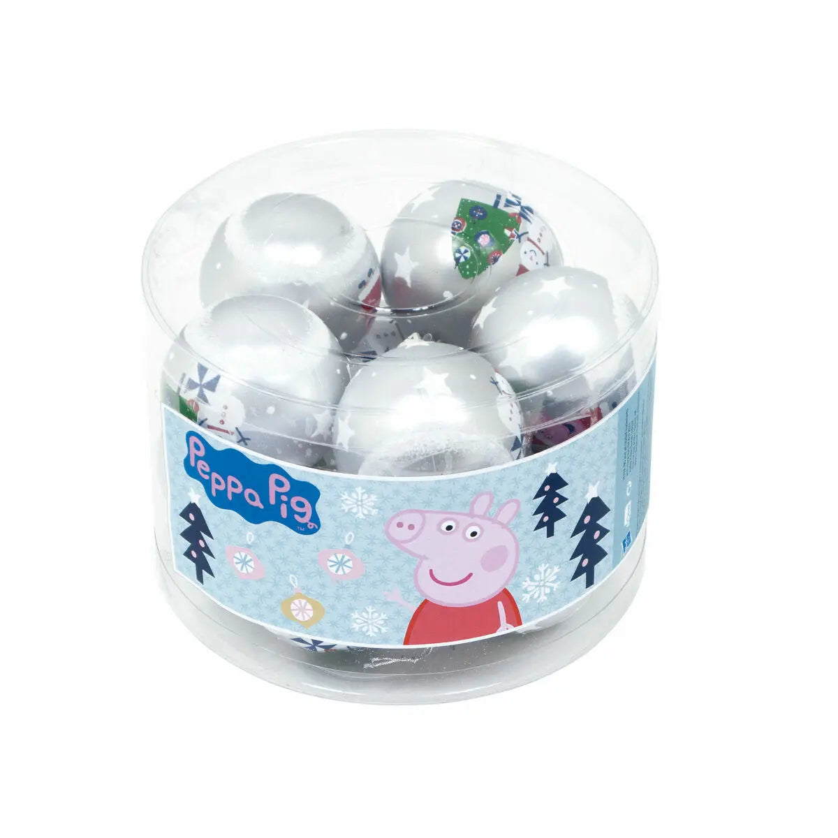 Boule de Noël Peppa Pig Cosy corner Argenté 10 Unités Plastique (Ø 6 cm) - Sapin Belge