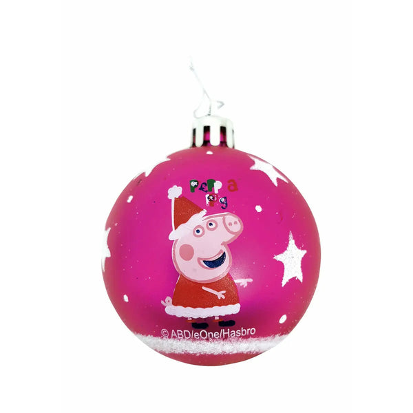 Boule de Noël Peppa Pig Cosy corner Fuchsia 6 Unités Plastique (Ø 8 cm) - Sapin Belge