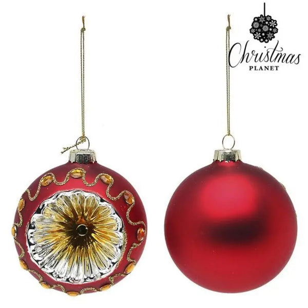 Boules de Noël 8 cm (2 uds) Verre Rouge - Sapin Belge