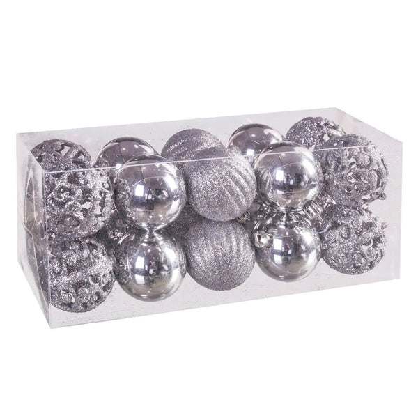 Boules de Noël Argenté Plastique 5 x 5 x 5 cm (20 Unités) - Sapin Belge