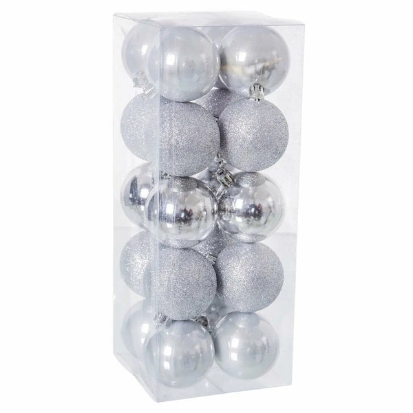 Boules de Noël Argenté Plastique 6 x 6 x 6 cm (20 Unités) - Sapin Belge