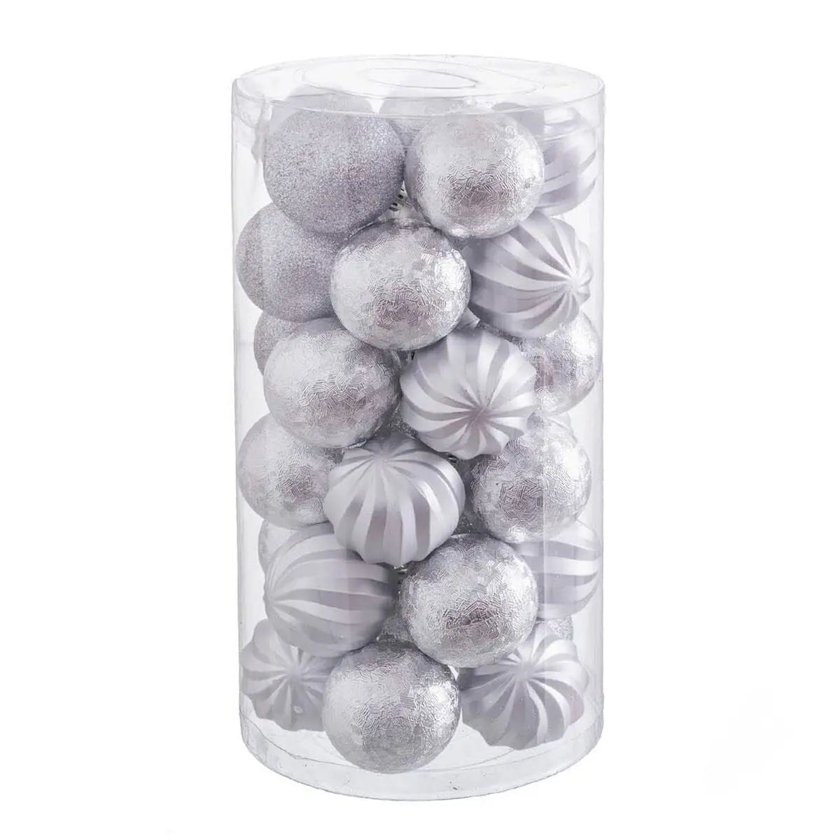 Boules de Noël Argenté Plastique 6 x 6 x 6 cm (30 Unités) - Sapin Belge