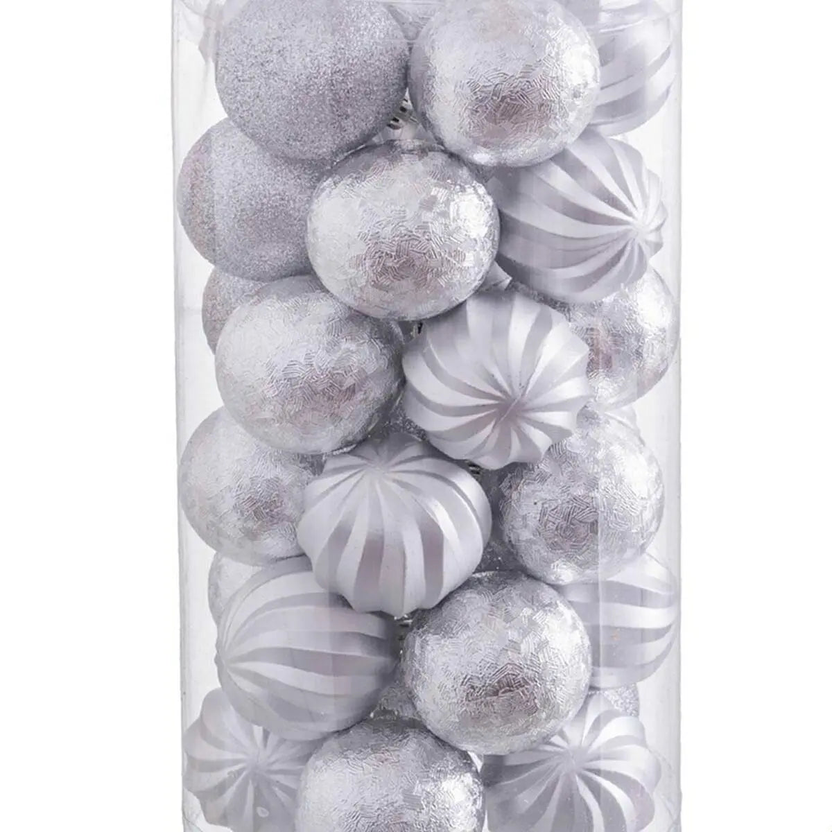 Boules de Noël Argenté Plastique 6 x 6 x 6 cm (30 Unités) - Sapin Belge