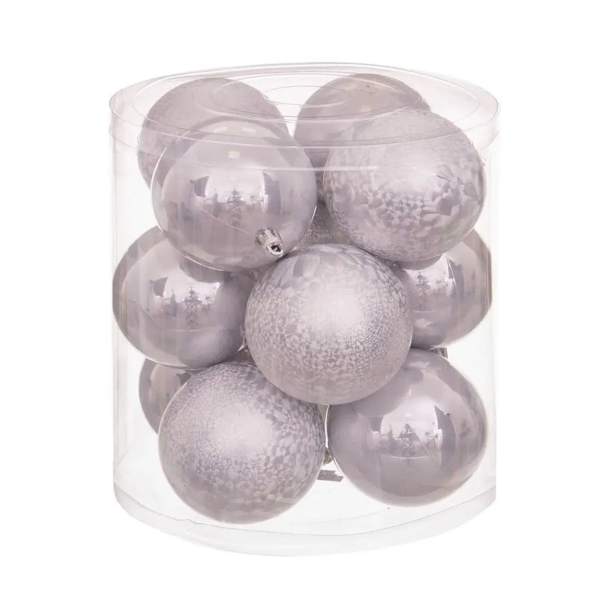 Boules de Noël Argenté Plastique 8 x 8 x 8 cm (12 Unités) - Sapin Belge