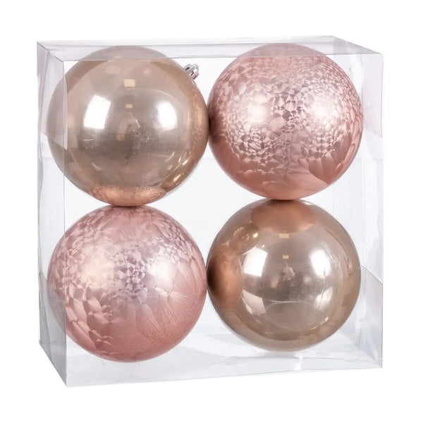 Boules de Noël Beige Plastique 10 x 10 x 10 cm (4 Unités) - Sapin Belge