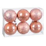 Boules de Noël Beige Plastique 8 x 8 x 8 cm (6 Unités) - Sapin Belge