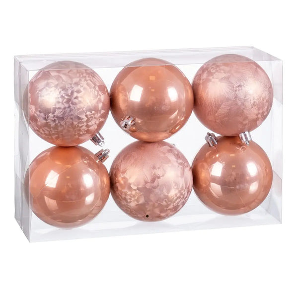 Boules de Noël Beige Plastique 8 x 8 x 8 cm (6 Unités) - Sapin Belge