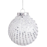 Boules de Noël Blanc Argenté Plastique Tissu Paillettes 10 x 10 x 10 cm (4 Unités) - Sapin Belge