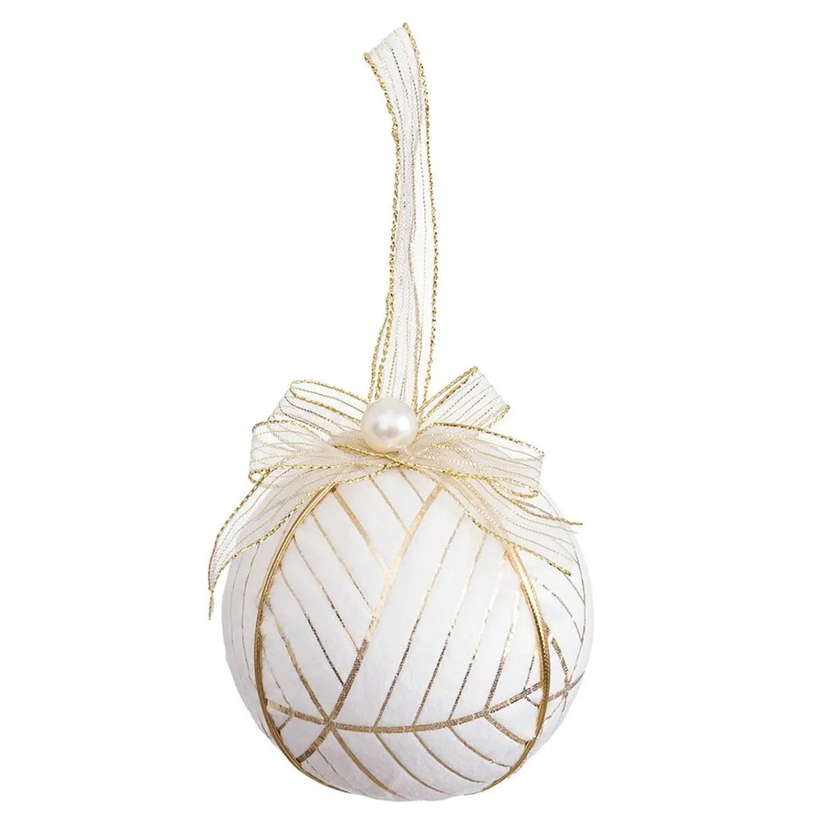 Boules de Noël Blanc Polyfoam Tissu 10 x 10 x 10 cm (3 Unités) - Sapin Belge