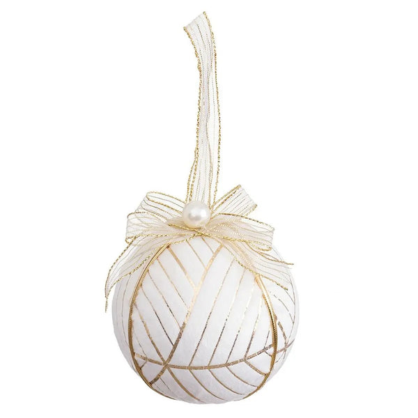 Boules de Noël Blanc Polyfoam Tissu 6 x 6 x 6 cm (6 Unités) - Sapin Belge