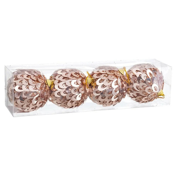 Boules de Noël Bronze Plastique Polyfoam 8 x 8 x 8 cm (4 Unités) - Sapin Belge