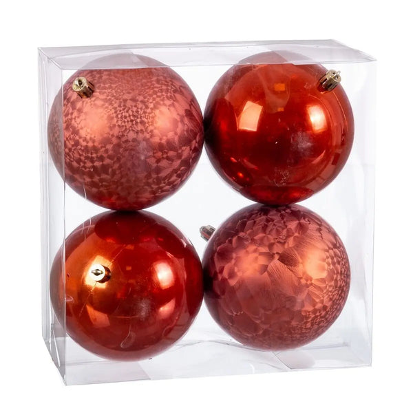 Boules de Noël Cuivre Plastique 10 x 10 x 10 cm (4 Unités) - Sapin Belge