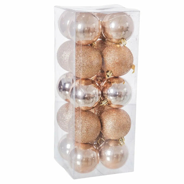 Boules de Noël Cuivre Plastique 6 x 6 x 6 cm (20 Unités) - Sapin Belge