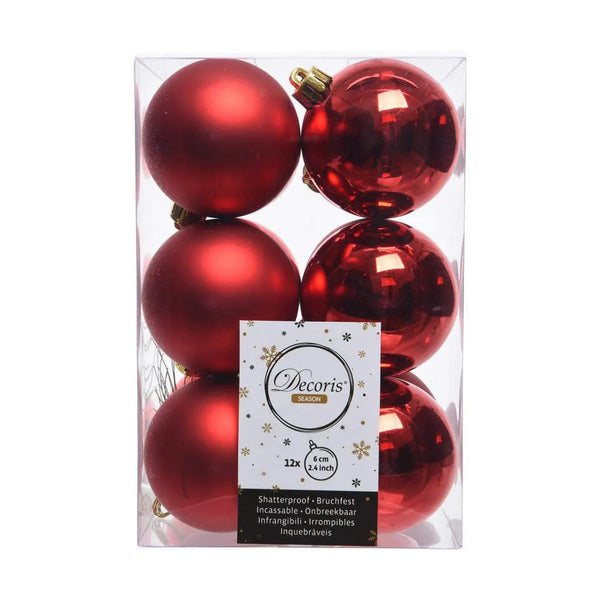 Boules de Noël Decoris 12 Unités Rouge Plastique Ø 6 cm - Sapin Belge