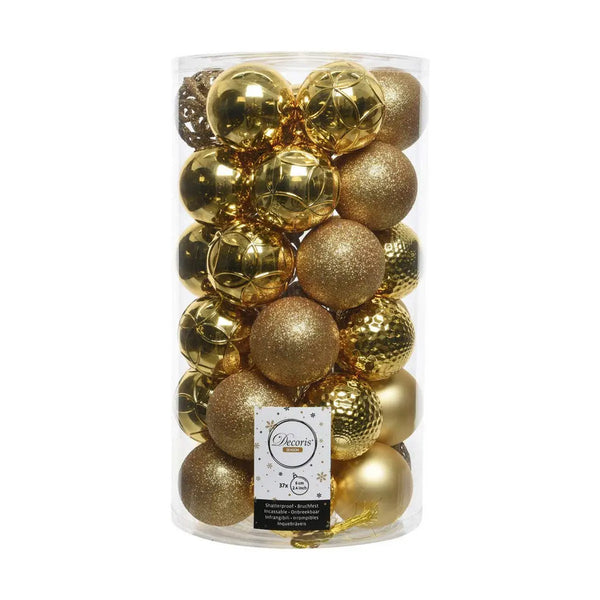 Boules de Noël Decoris 37 Pièces Or Doré Ø 6 cm - Sapin Belge