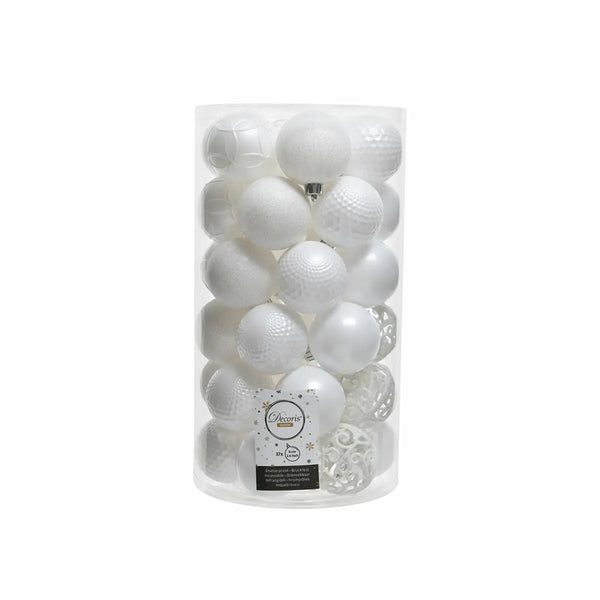 Boules de Noël Decoris Blanc Ø 6 cm (37 Pièces) - Sapin Belge