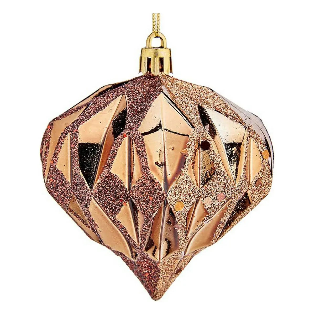 Boules de Noël Diamant Ø 8 cm 6 Unités Marron Plastique - Sapin Belge