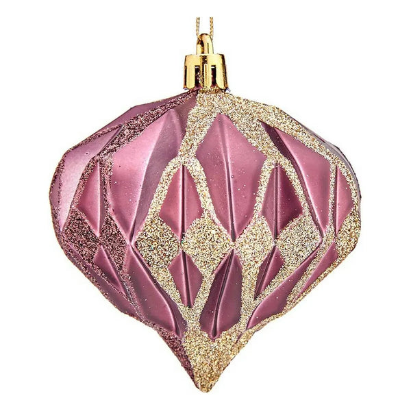 Boules de Noël Diamant Ø 8 cm 6 Unités Rose Plastique - Sapin Belge