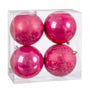 Boules de Noël Fraise Plastique 10 x 10 x 10 cm (4 Unités) - Sapin Belge