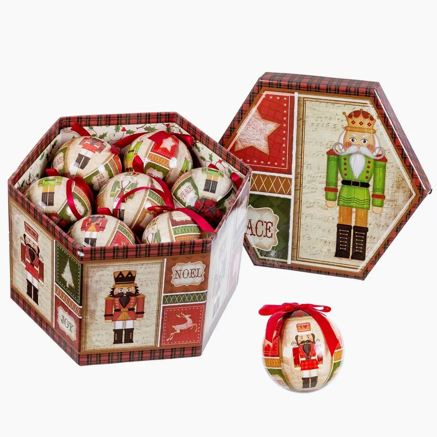 Boules de Noël Multicouleur Papier Polyfoam Casse-Noisette 7,5 x 7,5 x 7,5 cm (14 Unités) - Sapin Belge