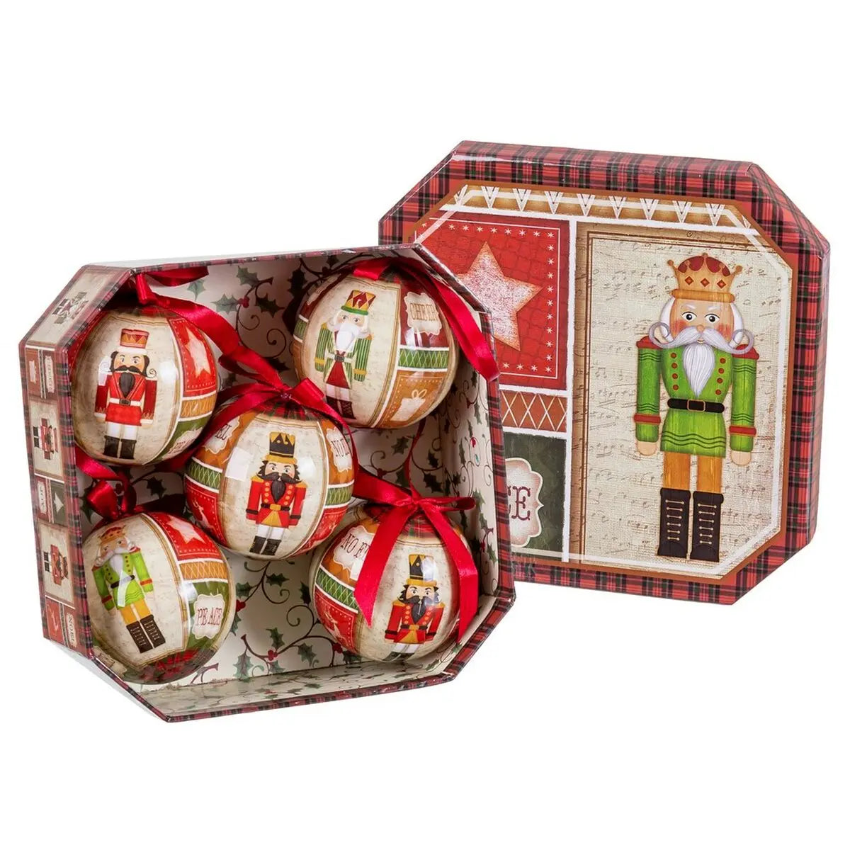 Boules de Noël Multicouleur Papier Polyfoam Casse-Noisette 7,5 x 7,5 x 7,5 cm (5 Unités) - Sapin Belge