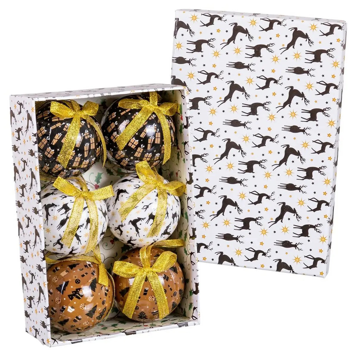 Boules de Noël Multicouleur Papier Polyfoam Renne 7,5 x 7,5 x 7,5 cm (6 Unités) - Sapin Belge