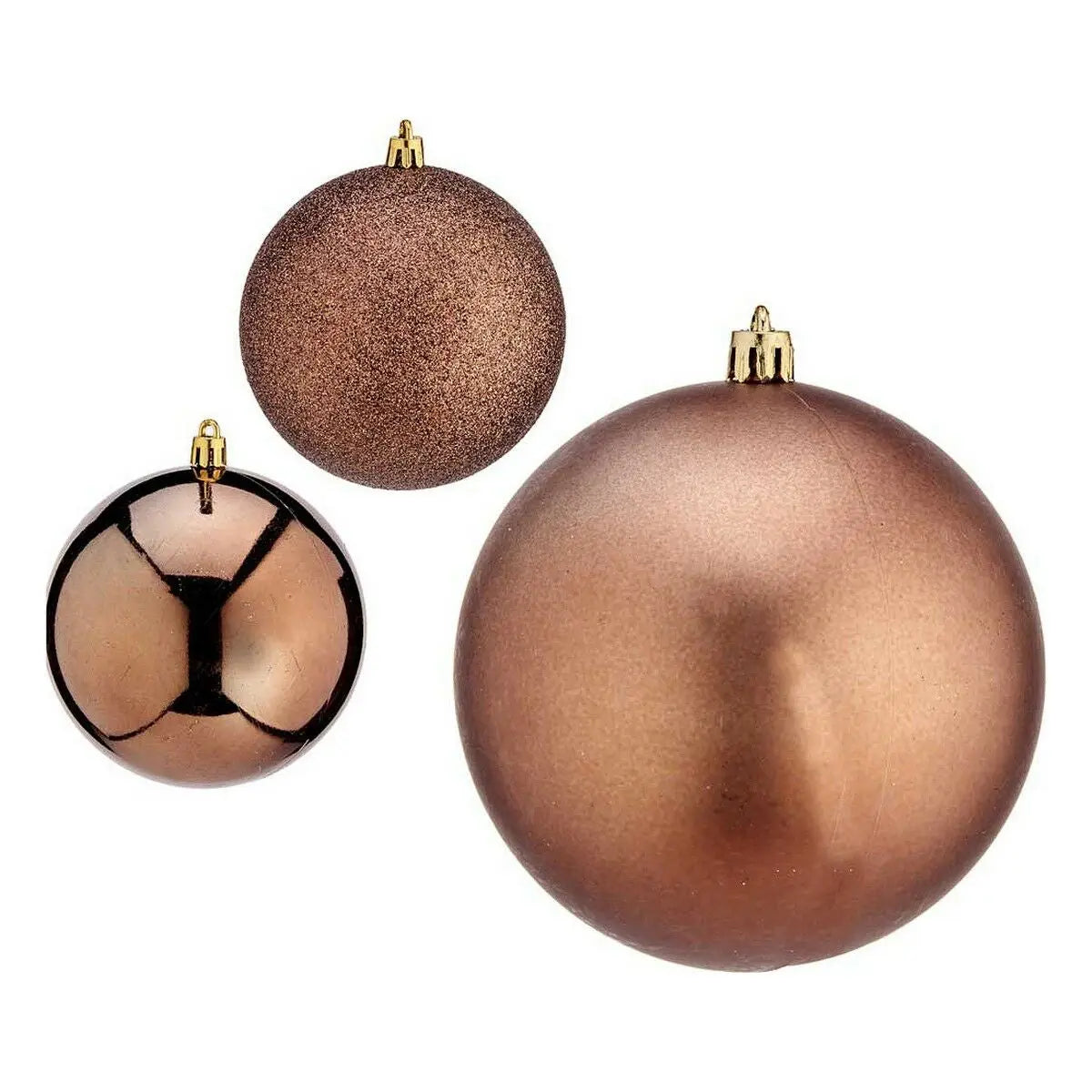 Boules de Noël Ø 10 cm 6 Unités Marron Plastique - Sapin Belge