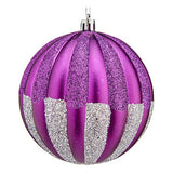 Boules de Noël Ø 10 cm 6 Unités Violet Argenté PVC - Sapin Belge