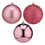 Boules de Noël Ø 12 cm 6 Unités Rose PVC - Sapin Belge